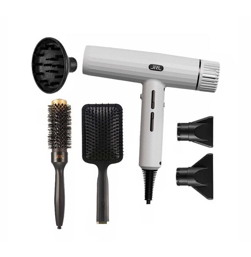 PACK JRL- FORTE PRO+ CERAMIC ROUND BRUSH BR1+ ANTI-STATIC PADDLE BRUSH BR3 WHITE